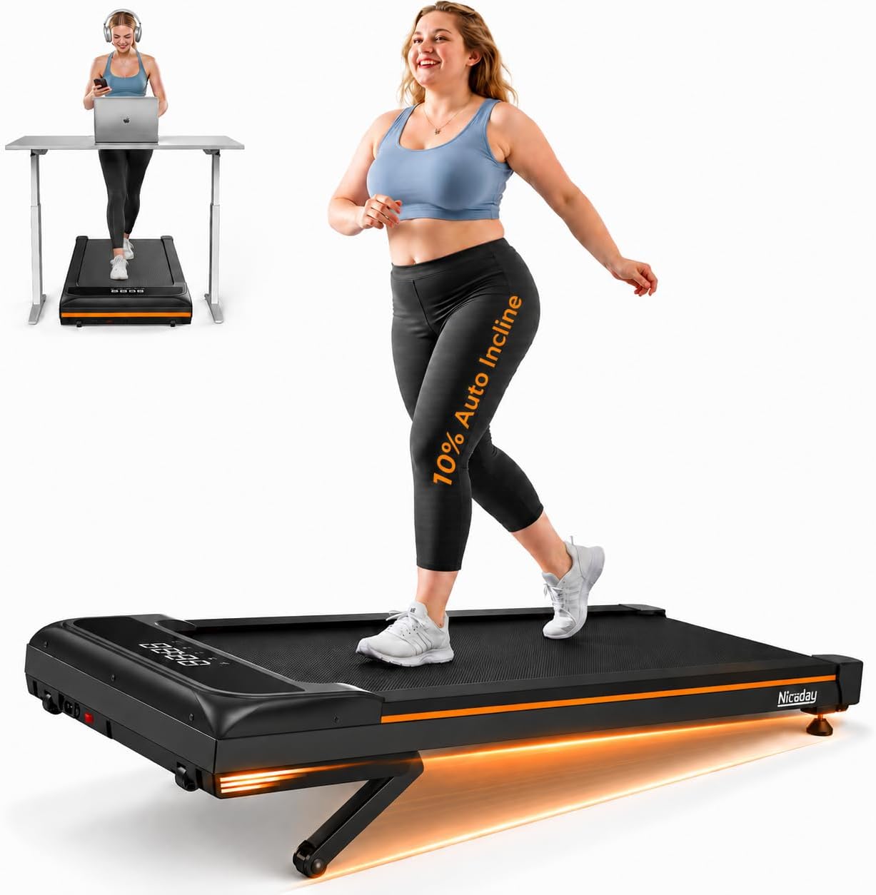 Treadmill Incline Home 3Hp - Loopband onder bureau met 10% automatische
