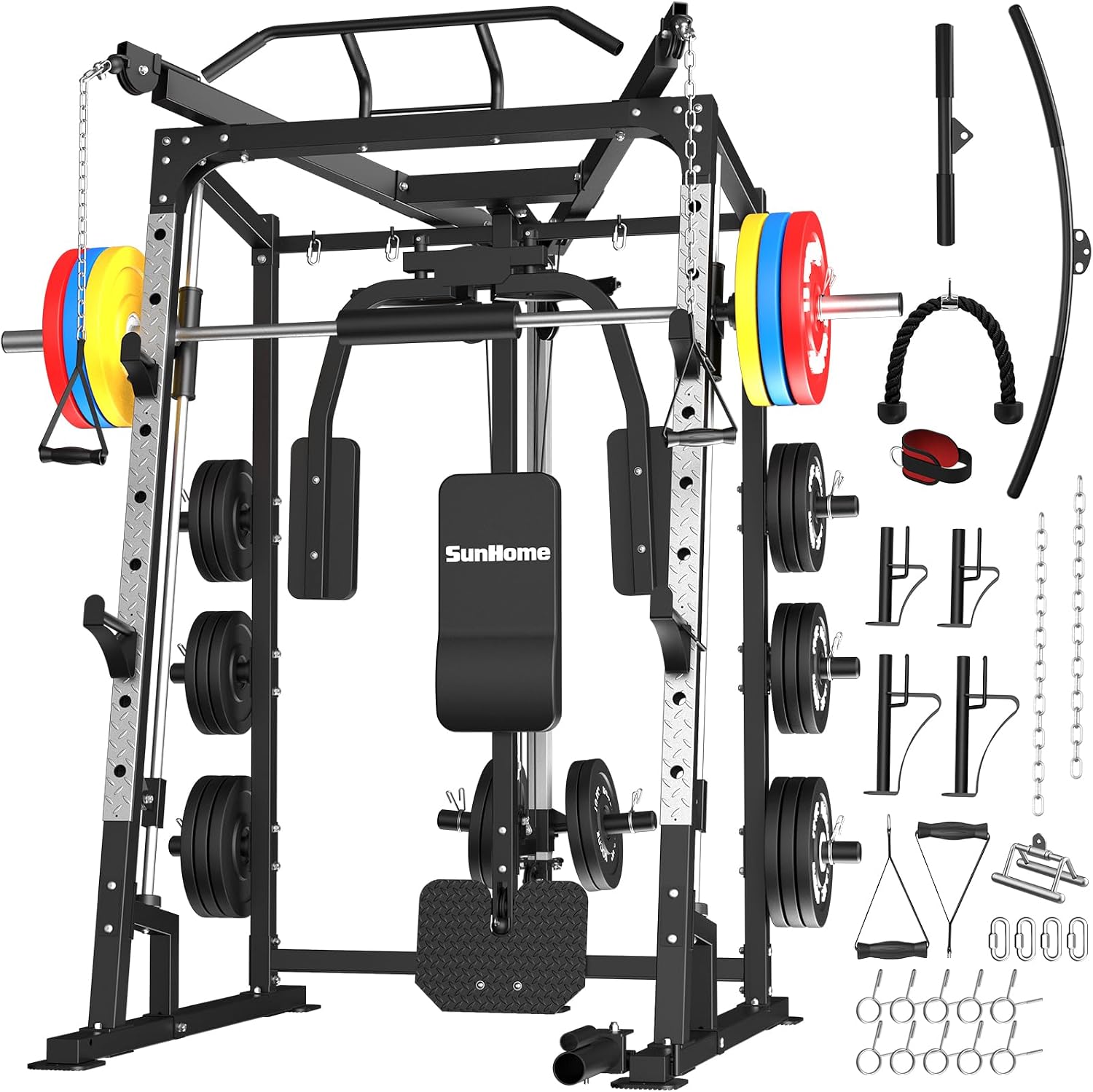 Cable Crossover Machine Home - Smith-machine met krachtige kooi, 2000 LBS