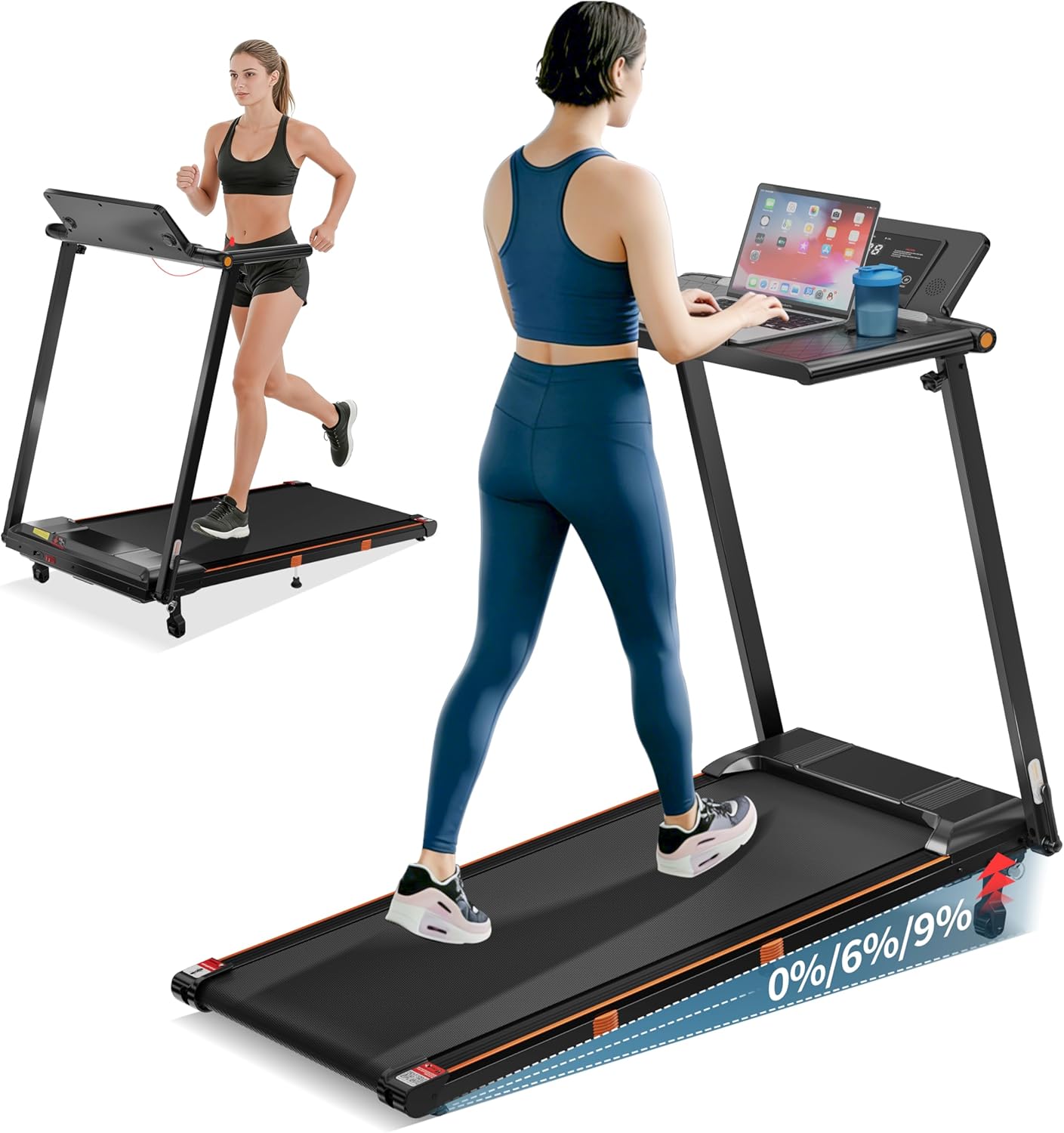 Treadmill Incline Home 3Hp - Opvouwbare loopband onder het bureau met