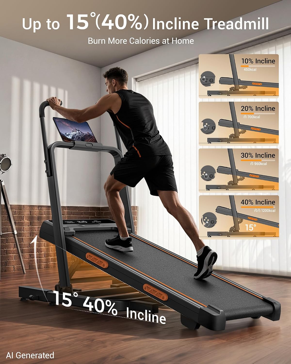 Loopband met 40% hellingshoek, - Treadmill Incline Home 3Hp recensie en prijs