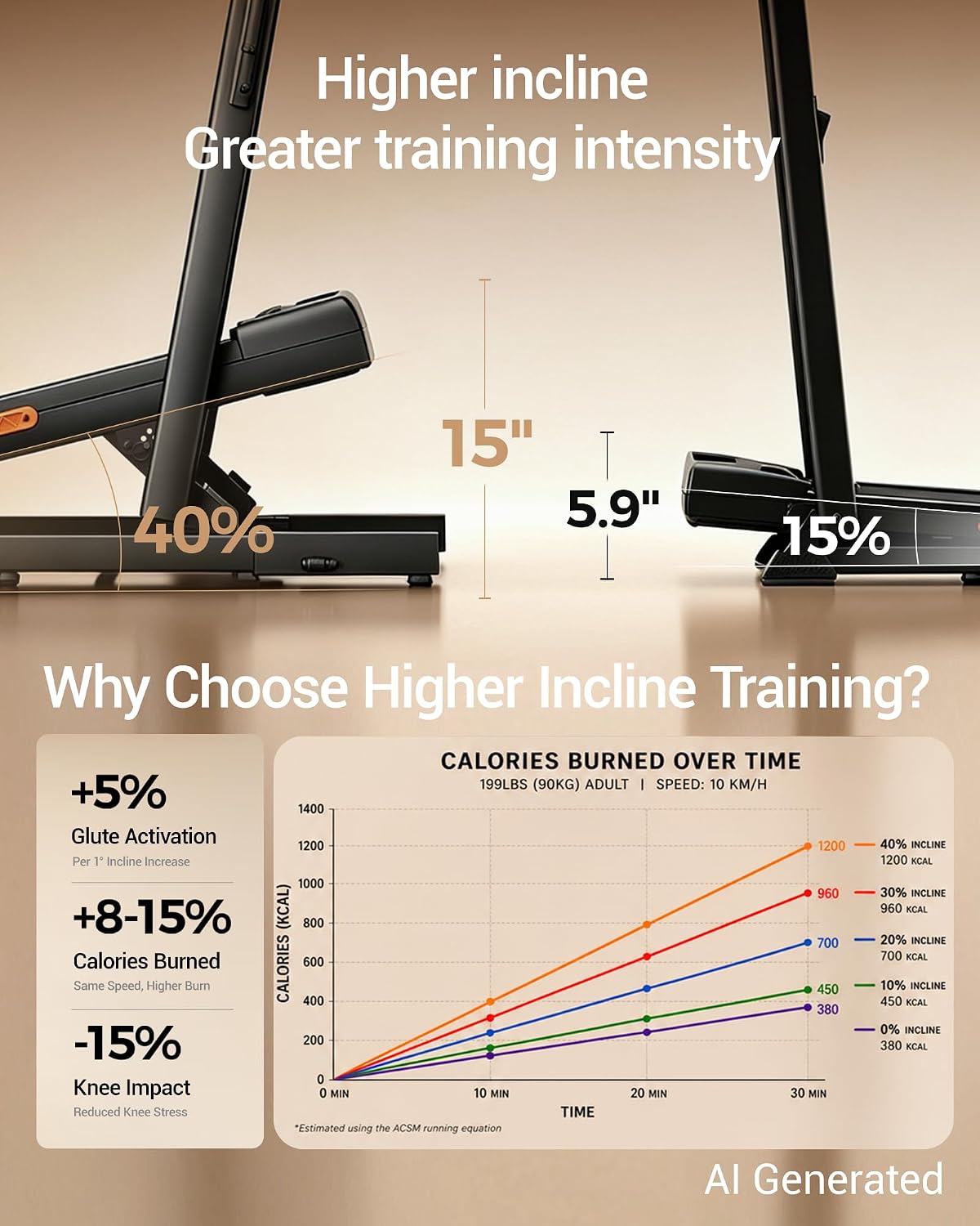 Loopband met 40% hellingshoek, - Treadmill Incline Home 3Hp recensie en prijs