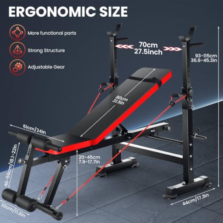 900 LBS Gewichtsbankset met Sq - Bench Press Adjustable Incline recensie en prijs