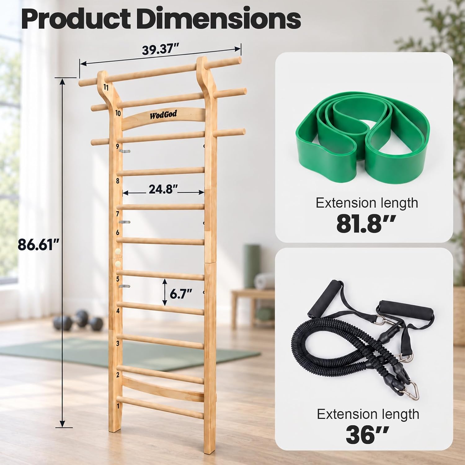 Houten Zweedse ladder met 11 s - Pull Up Bar Wall Mounted recensie en prijs